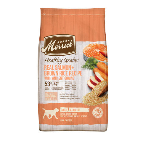 Merrick Healthy Grains Salmon & Brown Rice Recipe w/ Ancient Dog 12 lb
