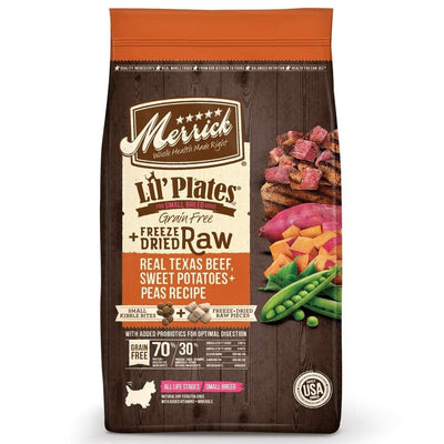 Merrick Lil' Plates Grain Free Beef And Sweet Potato Recipe With Raw Bites Dry Dog Food-10-lb-{L-1x} 022808354741