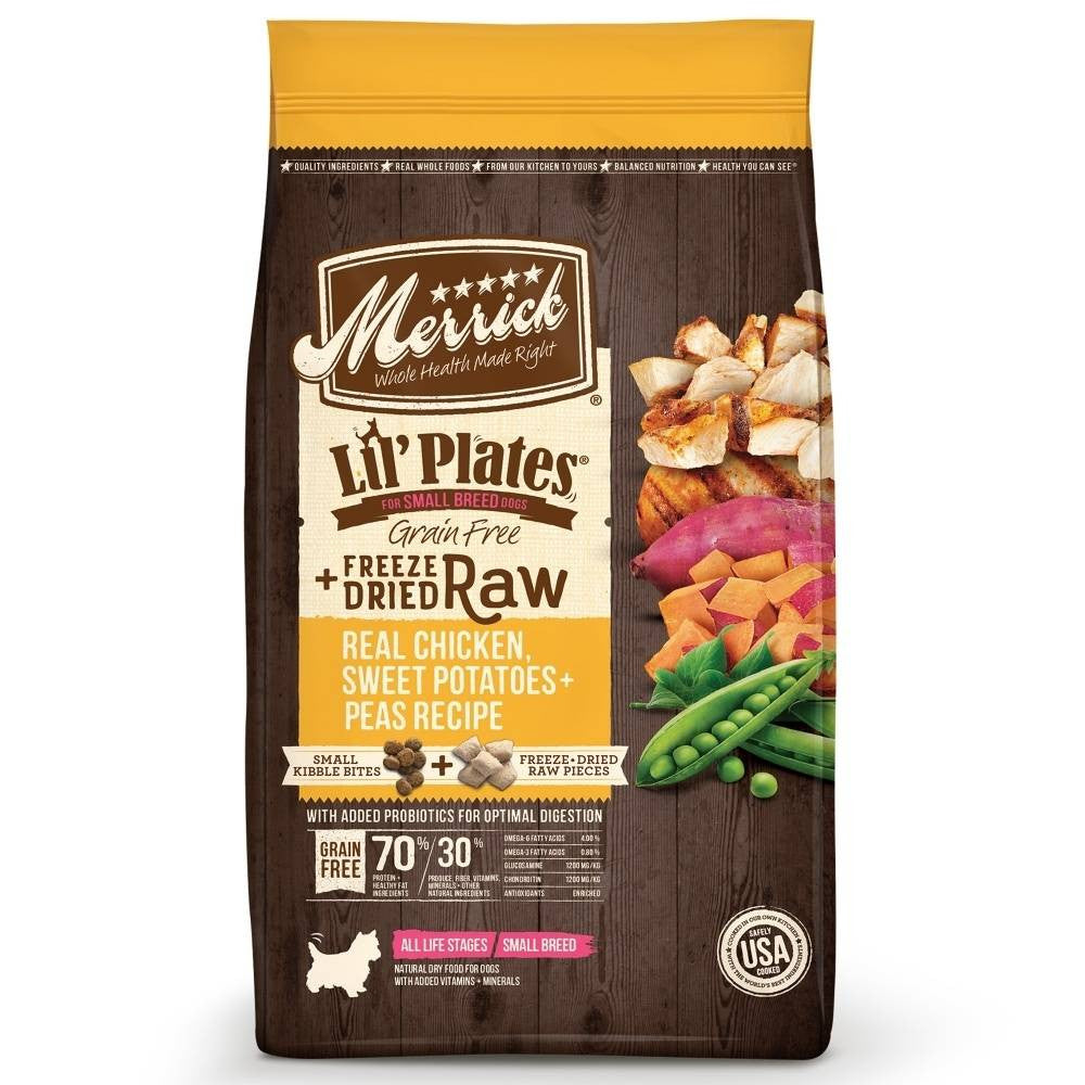 Merrick Lil' Plates Grain Free Chicken And Sweet Potato Recipe With Raw Bites Dry Dog Food-10-lb-{L-1x} 022808354727