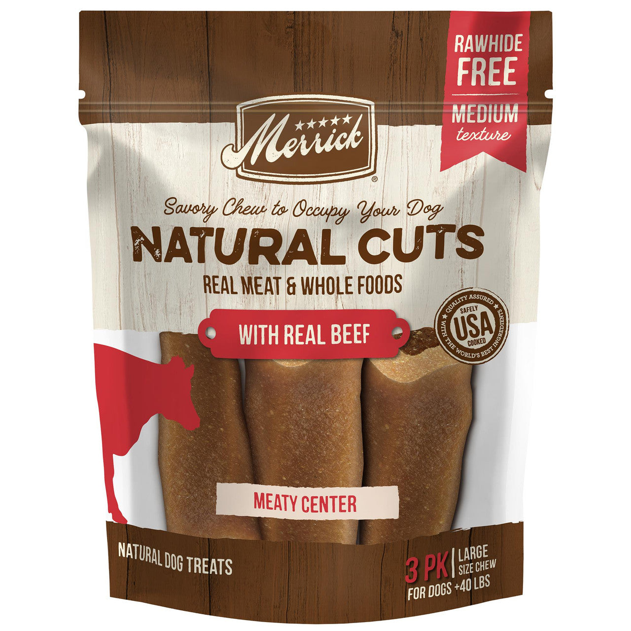 Merrick Natural Cuts with Real Beef Large Chew 6 / 3 ct 022808750109