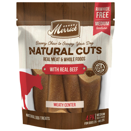 Merrick Natural Cuts with Real Beef Medium Chew 4 ct - Dog