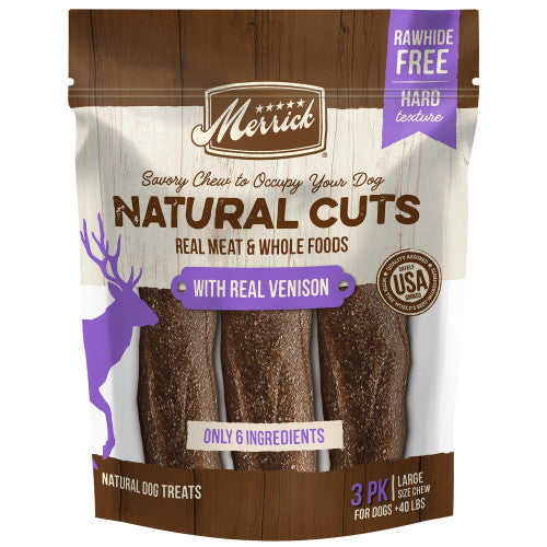 Merrick Natural Cuts with Real Venison Large Chew 3 ct - Dog