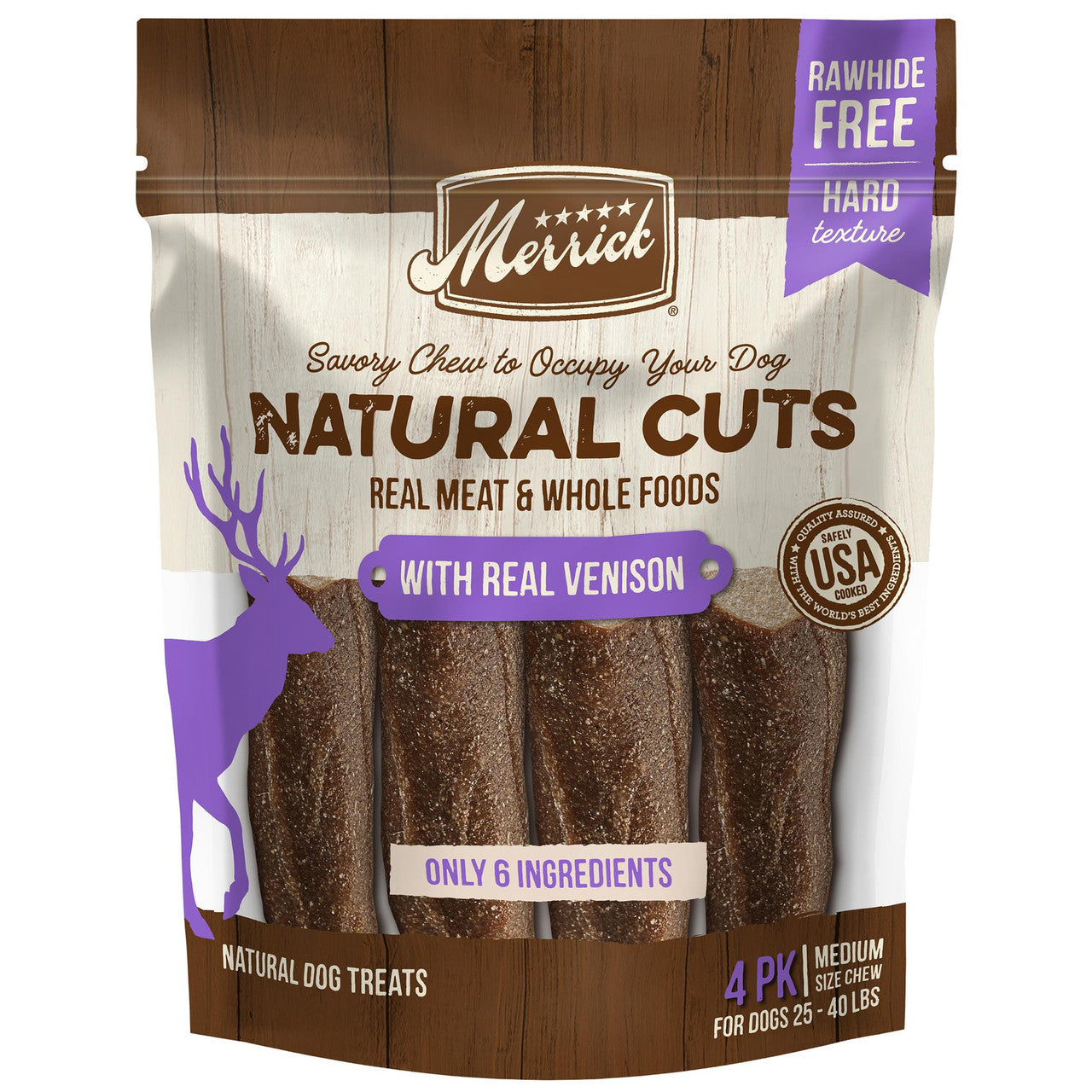 Merrick Natural Cuts with Real Venison Medium Chew 6 / 4 ct 022808750024