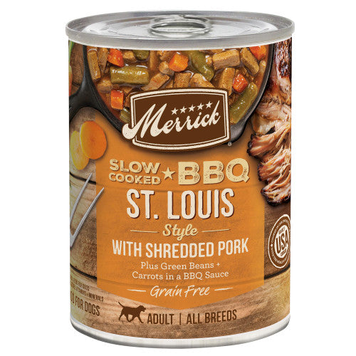 Merrick Slow - Cooked BBQ St. Louis Style Shredded Pork Canned Food 12 / 12.7 oz - Dog