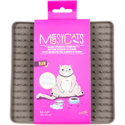 Messy Mutts Cat Silicone Interactive Feeding Mat Grey