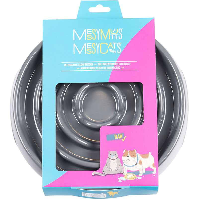 Messy Mutts Dog Cat Slow Feeder Gray 1.75 Cups 628043606982