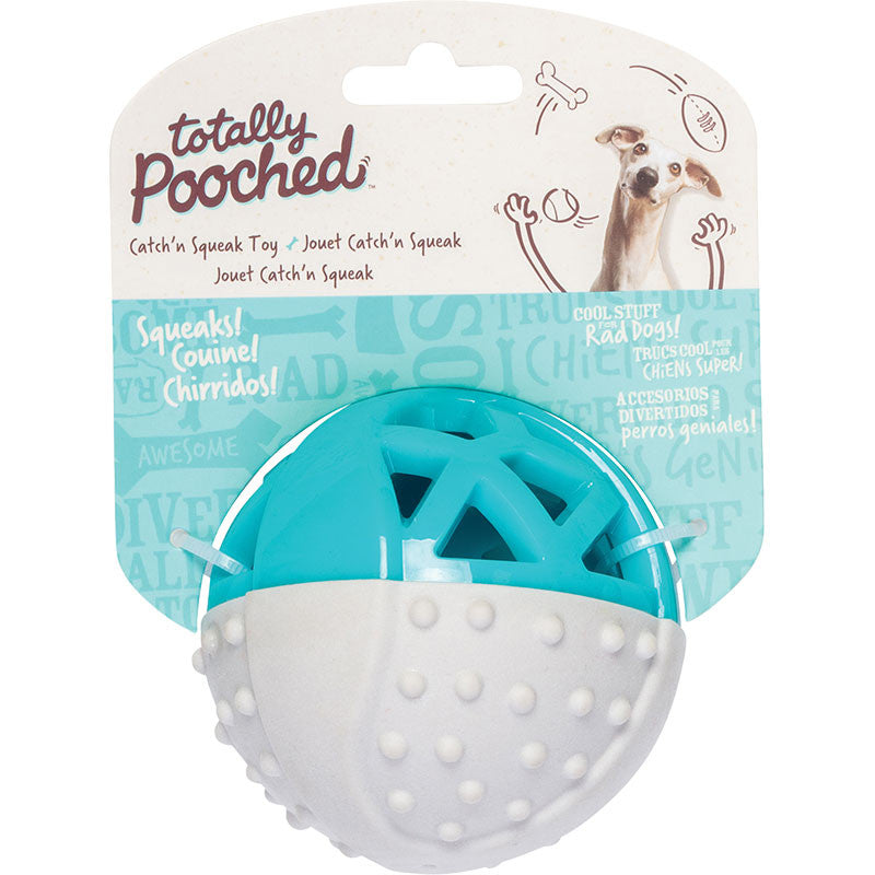 Messy Mutts Totally Dog Catch N Squeak Ball Grey Teal 628043606500