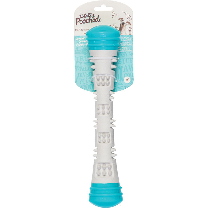 Messy Mutts Totally Dog Chew N Squeak Stick Grey Teal Large 628043606555