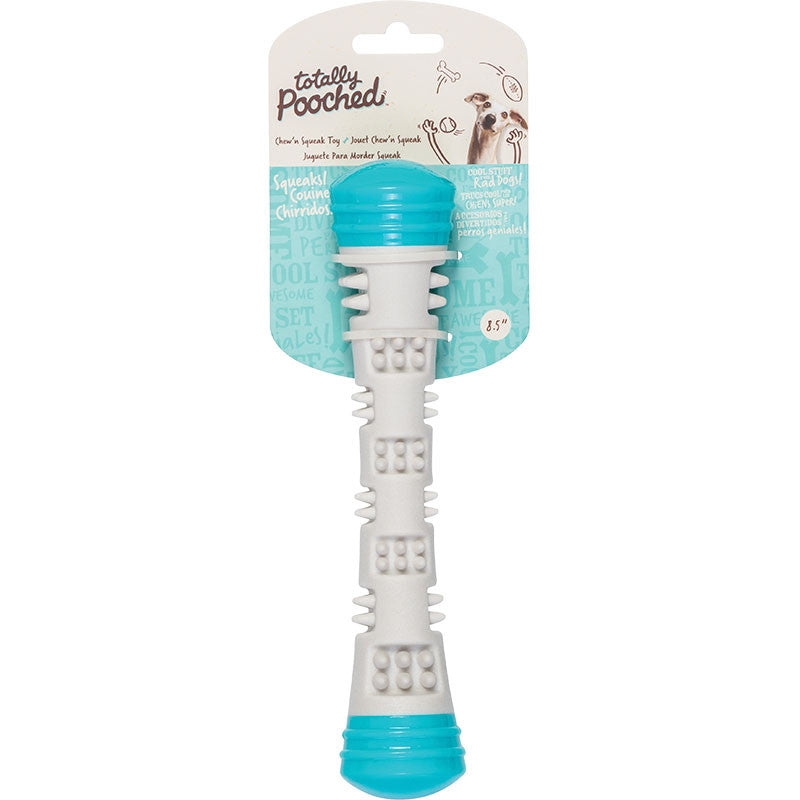 Messy Mutts Totally Dog Chew N Squeak Stick Grey Teal Small 628043606531