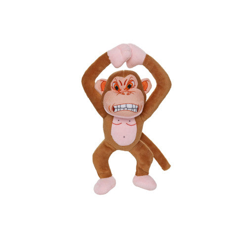 Mighty Jr Angry Animals Monkey Durable Dog Toy Brown 10in