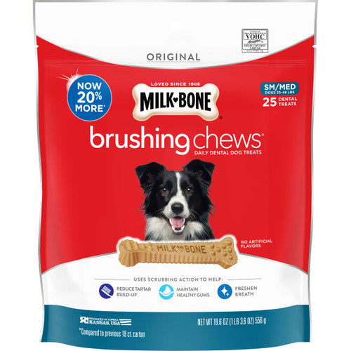 Milk - Bone Brushing Chews Dog Treat Original SM/MD 25 - 49lb 25ct