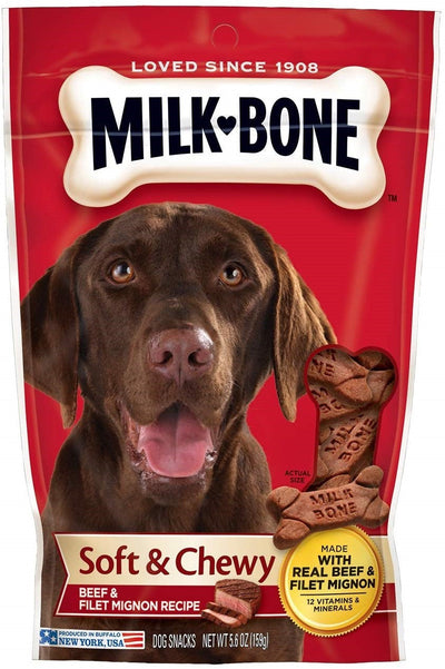 Milk-Bone Soft & Chewy Dog Treats Beef & Filet Mignon 5.6 oz