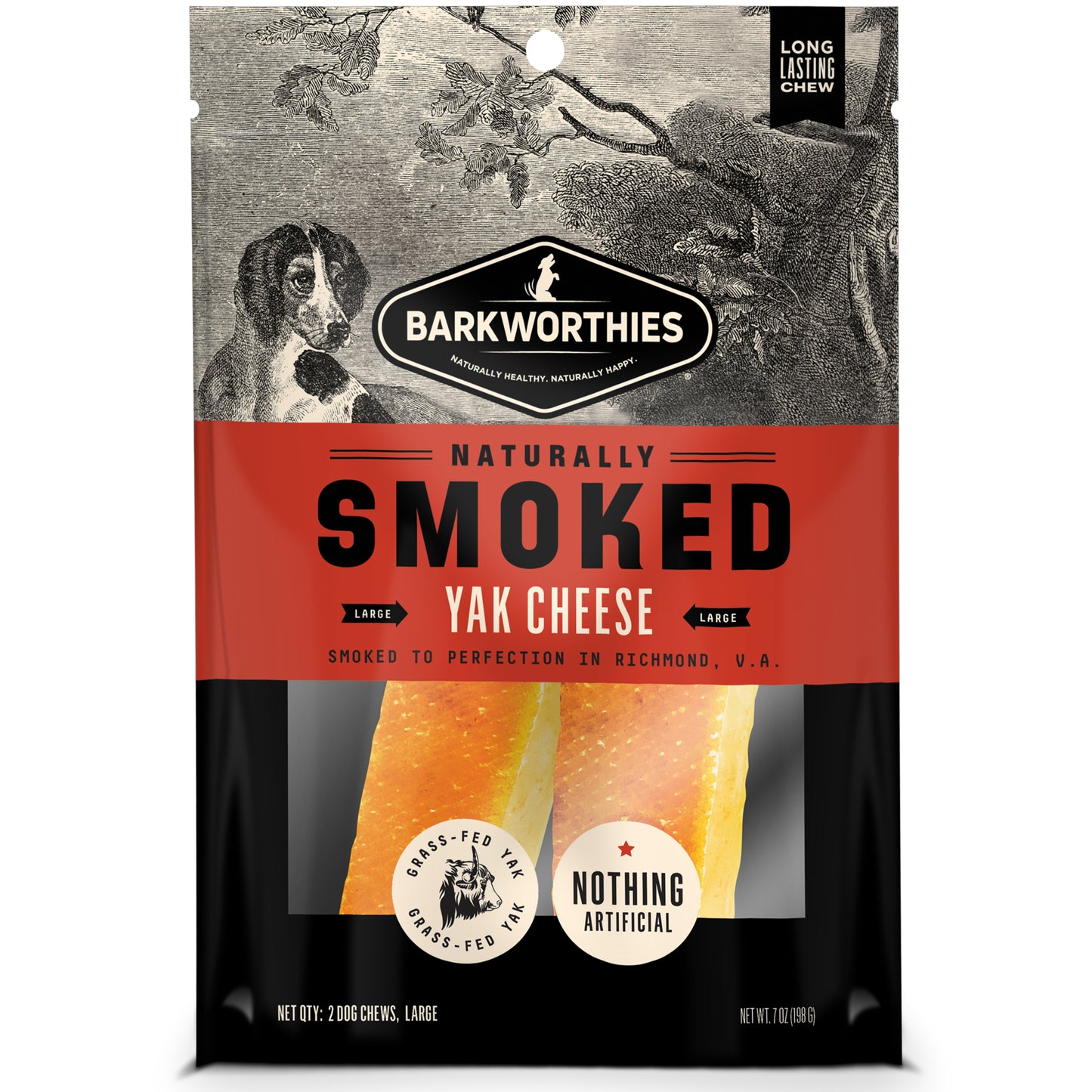 Barkworthies Smoked Yak Cheese Dog Treat Large/2 ct 840139130700