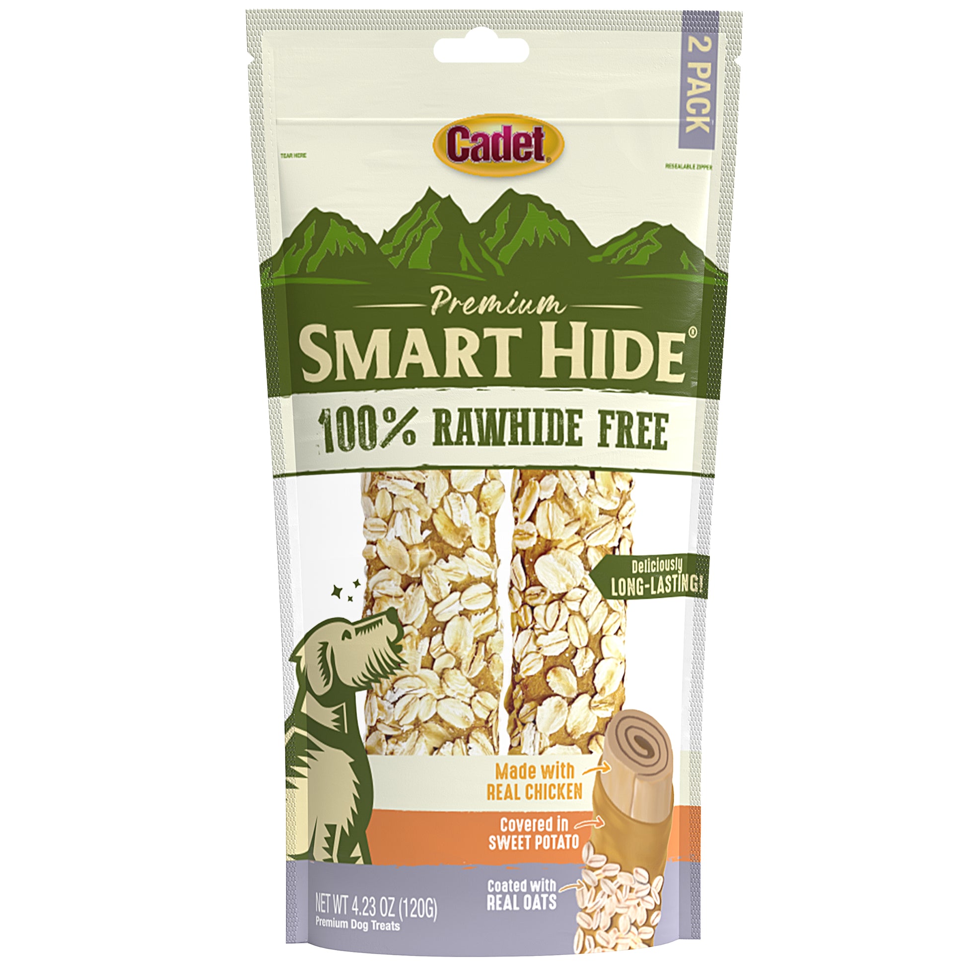 Cadet Smart Hide Rawhide Free Dog Chews Chicken, Sweet Potato, & Oats 6ea/(2 ct) 768303704857