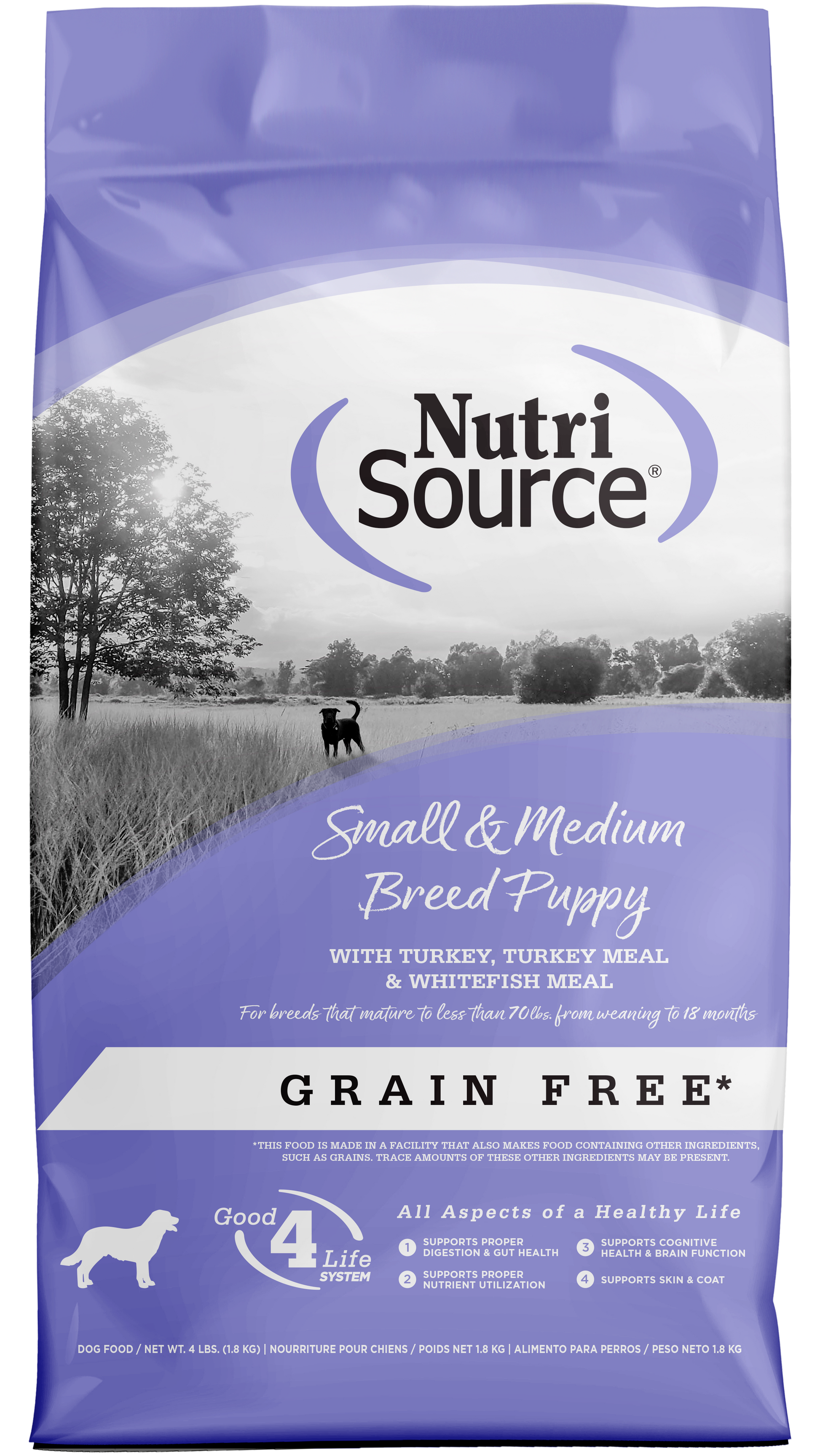 NutriSource Small & Medium Breed Puppy Grain Free Dry Dog Food Turkey 4 lb 073893299783