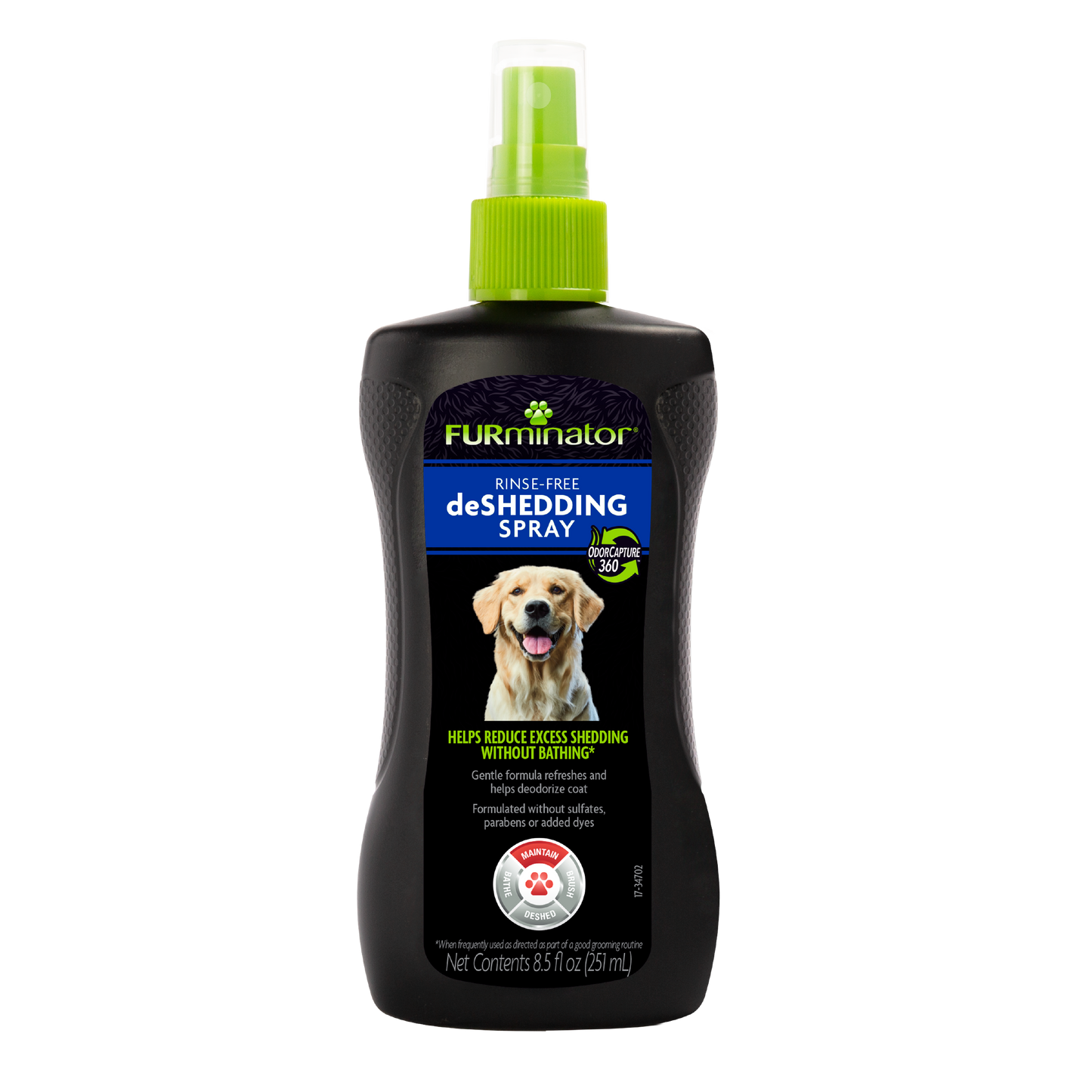 FURminator Rinse-Free deShedding Dog Spray Maintain 8.5 oz 811794933586