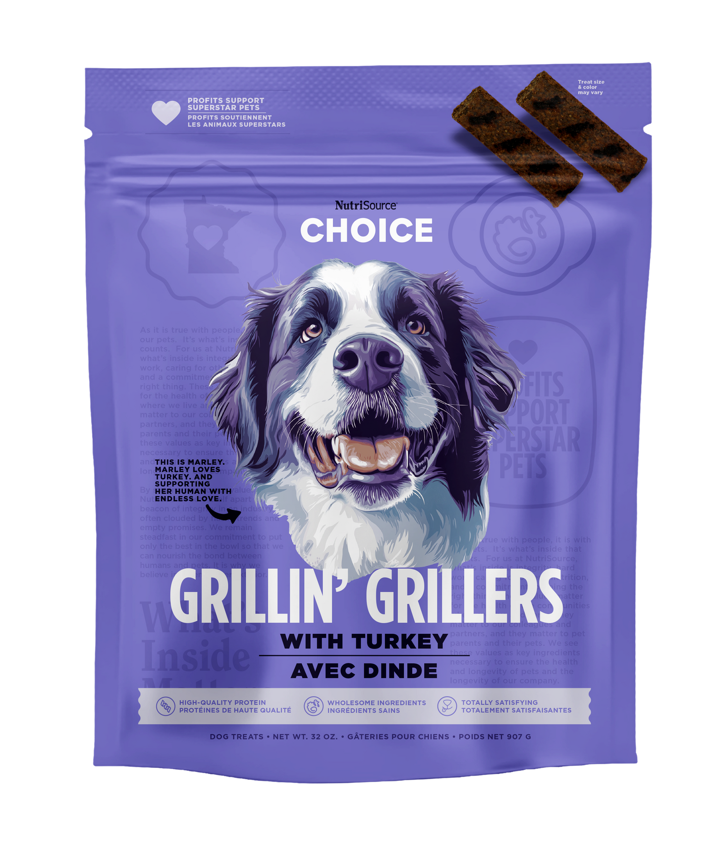 NutriSource Choice Grillin' Grillers Dog Treats Turkey 32 oz 073893801054