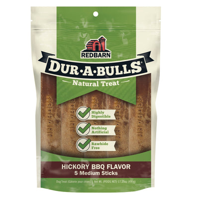 Redbarn Pet Products Dur-A-Bulls Stick Hickory BBQ 5Ct, Medium 785184011072