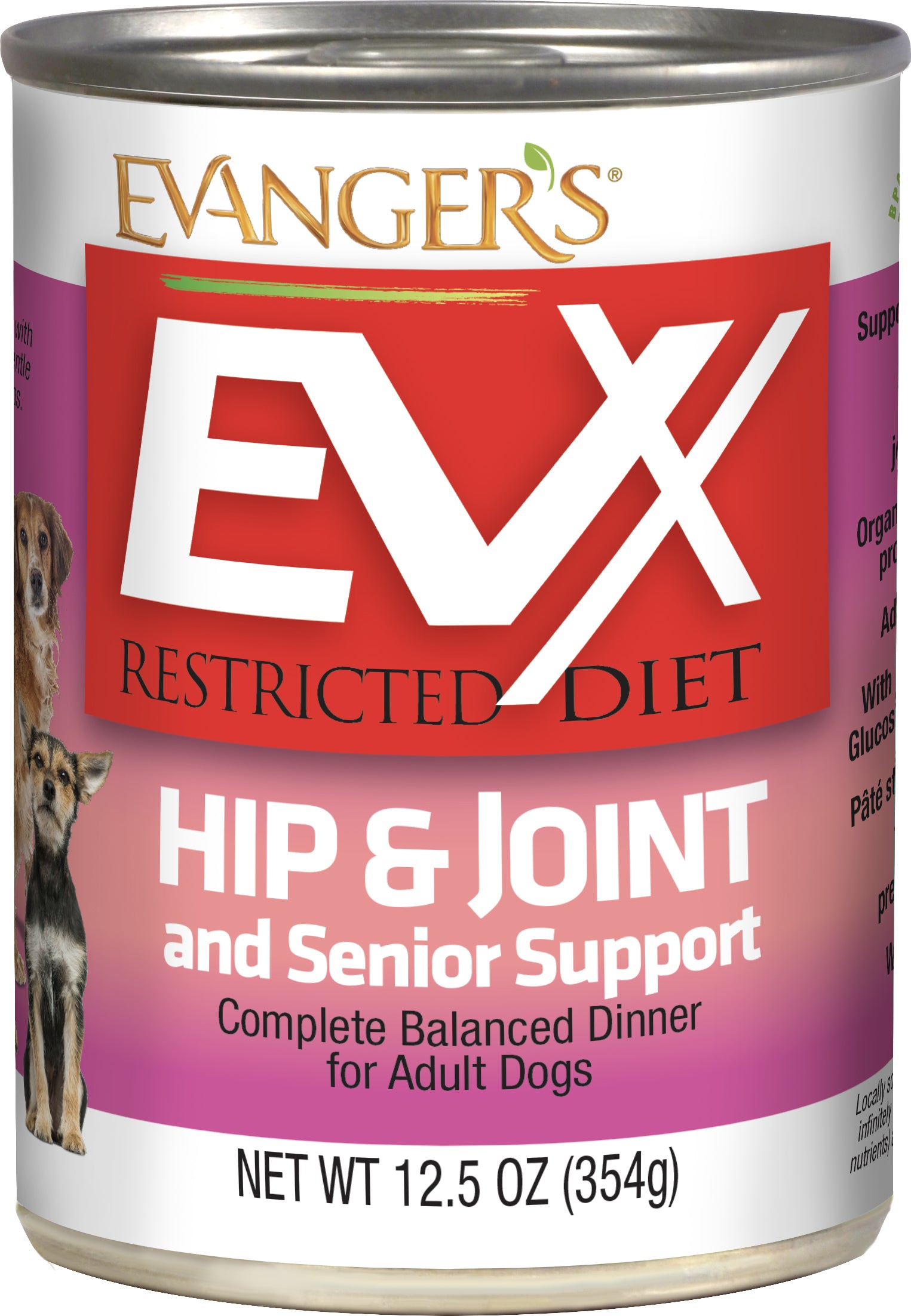 Evanger's EVx Restricted Diet Hip & Joint and Senior Support Wet Dog Food 12ea/12.5 oz 077627202001