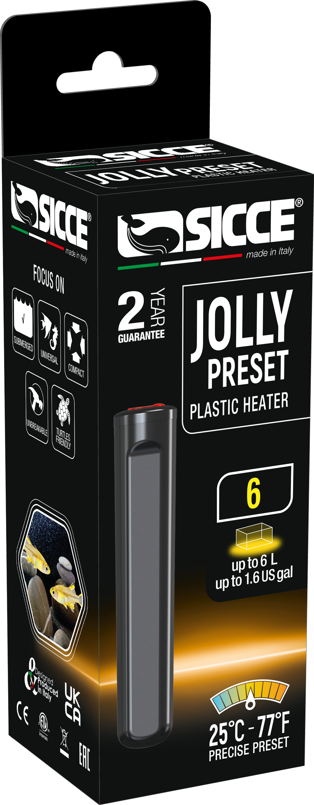 Sicce Jolly Preset Submersible Plastic Heater 6 W 8011469977101