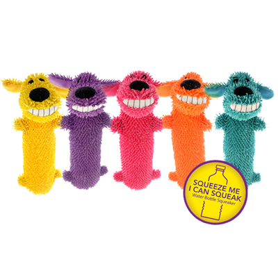 Multipet Loofa Floppy Water Bottle Buddies Dog Toy Assorted 11 in