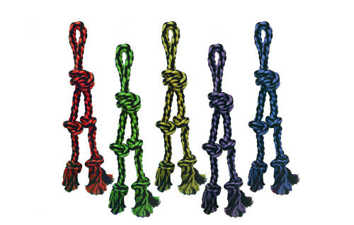 Multipet Nuts for Knots Rope Tug With 2 Danglers Dog Toy Assorted 15in SM