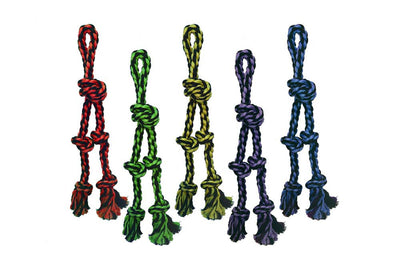 Multipet Nuts for Knots Rope Tug With 2 Danglers Dog Toy Assorted 15in SM