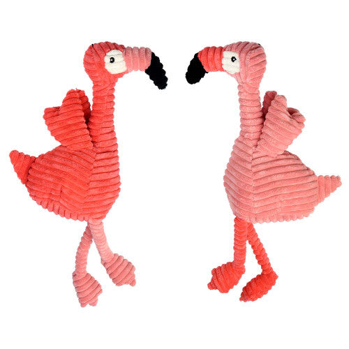 Multipet Pet Envy Corduroy Flamingos Dog Toy Assorted 17