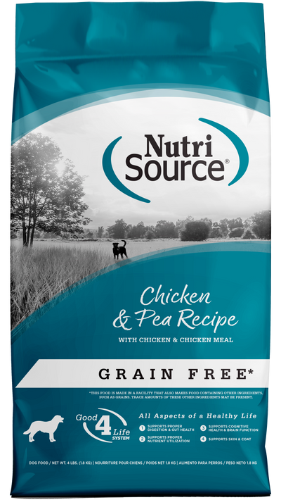 NutriSource Grain Free Dry Dog Food Chicken & Peas 4 lb 073893290087