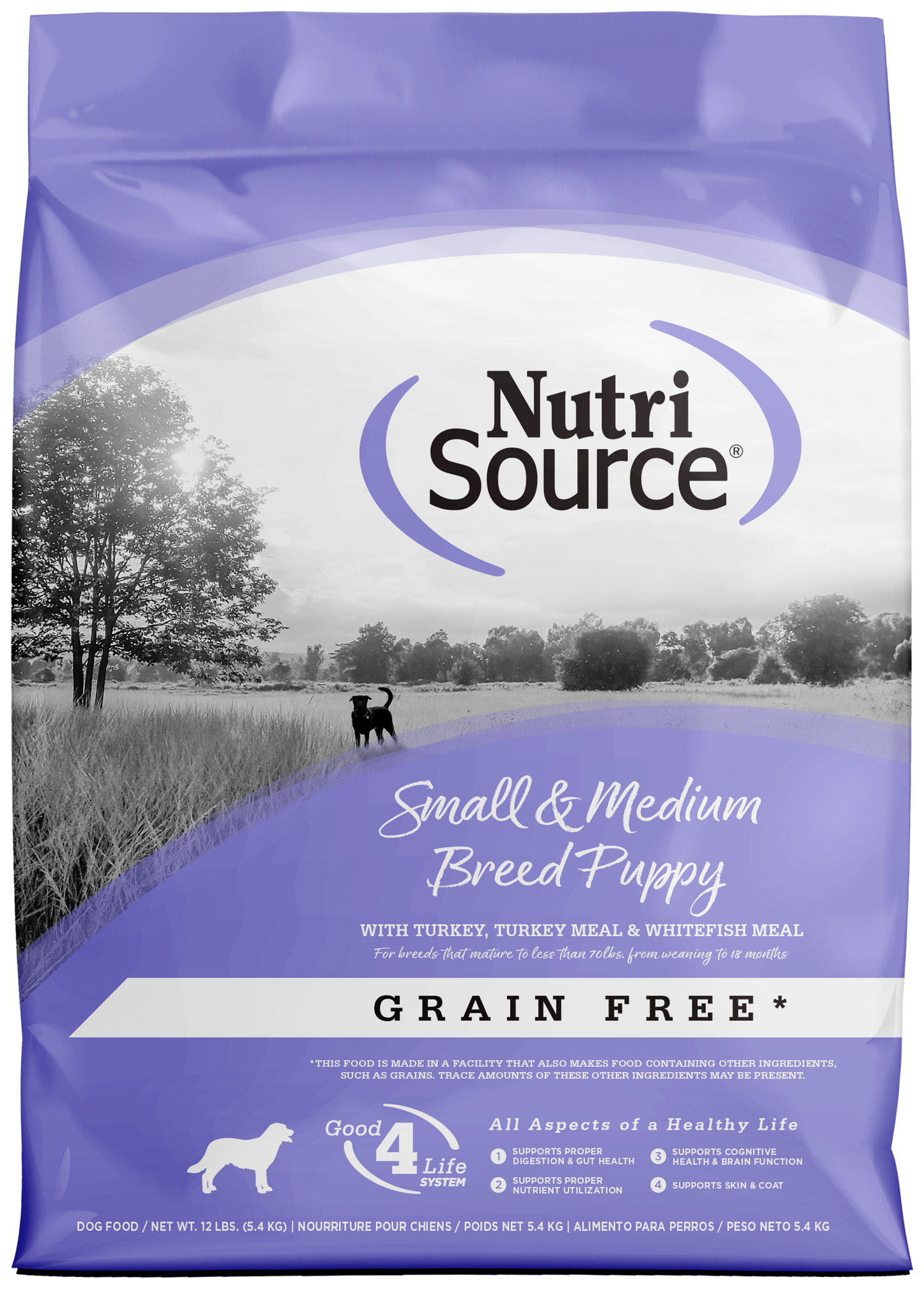 NutriSource Small & Medium Breed Puppy Grain Free Dry Dog Food Turkey 12 lb 073893299776