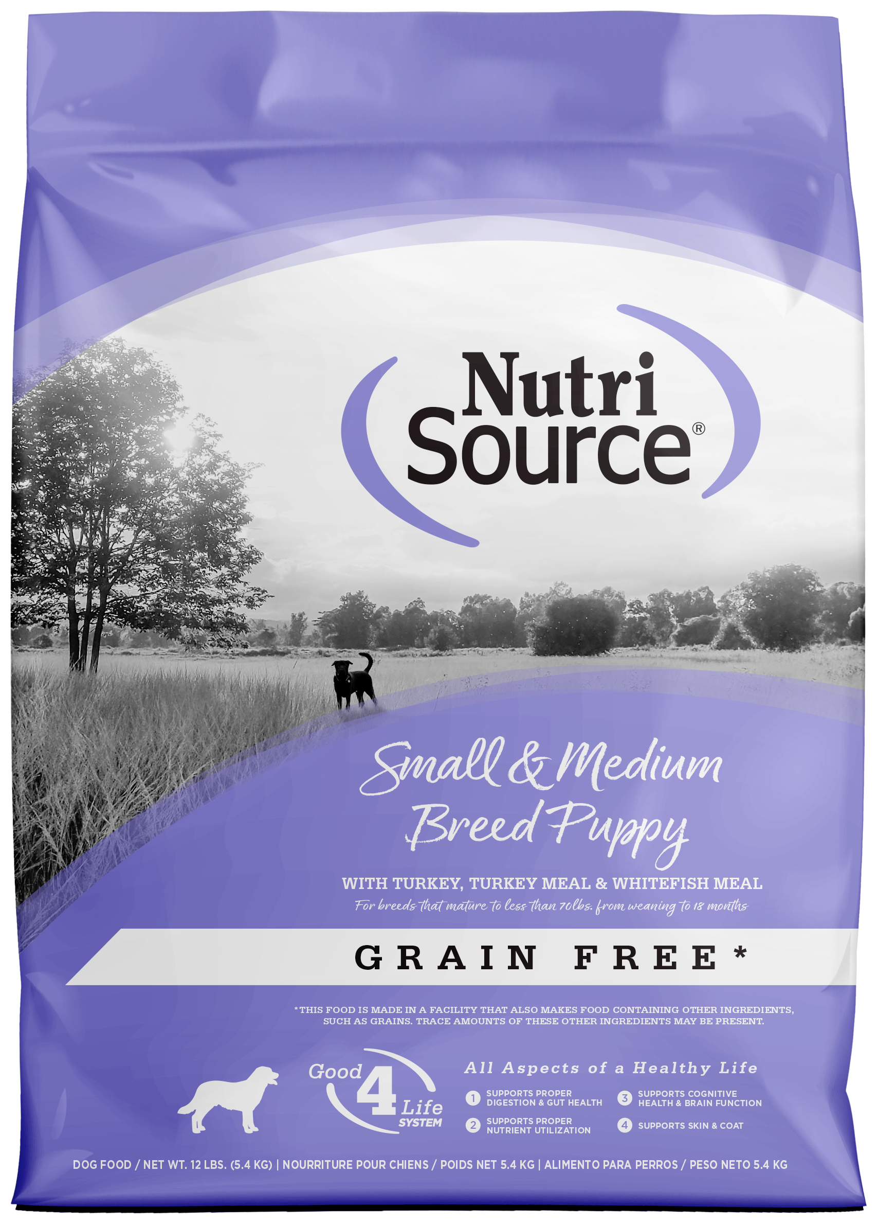 NutriSource Small & Medium Breed Puppy Grain Free Dry Dog Food Turkey 12 lb 073893299776