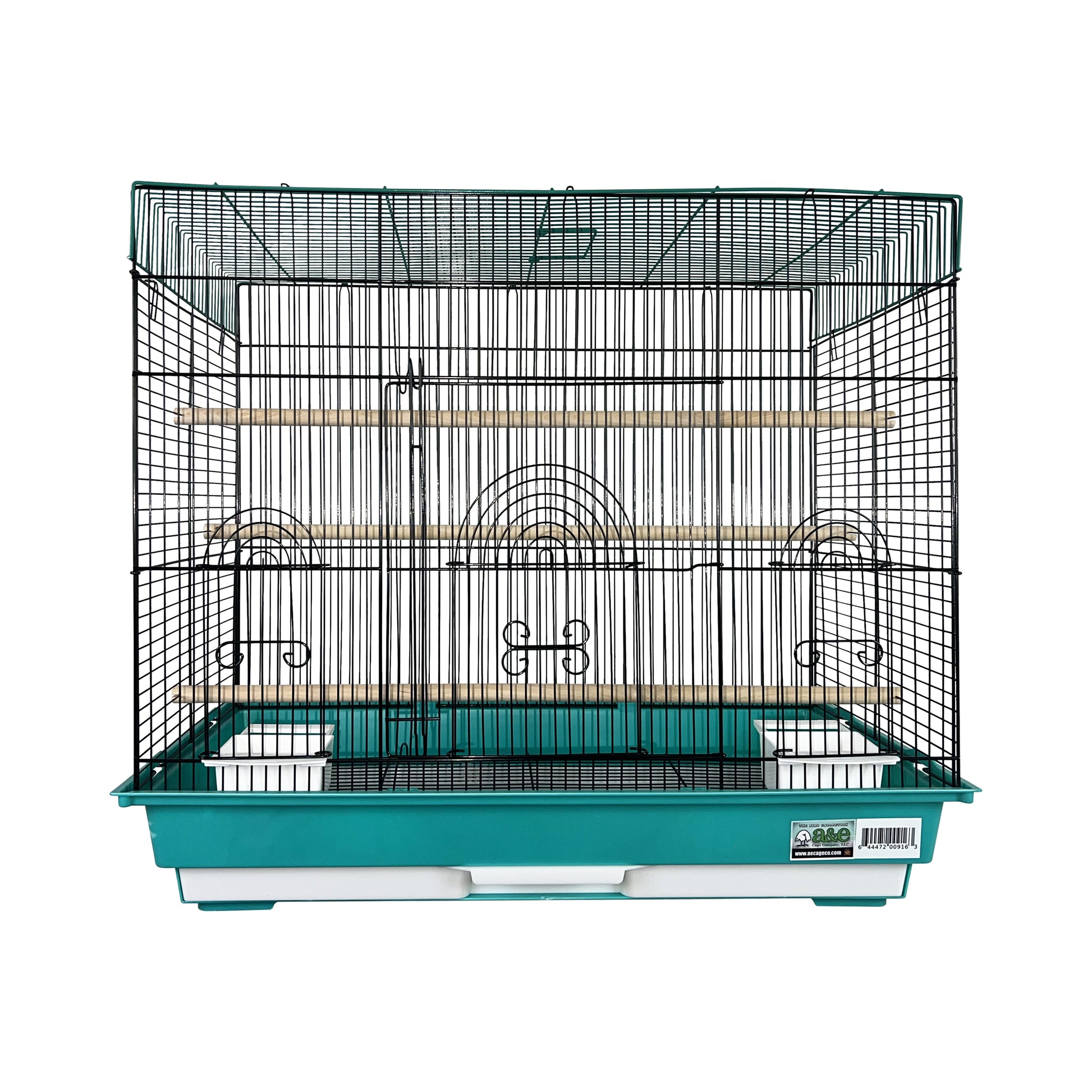 A & E Cages Happy Beaks 2-Tone Flat Top Bird Cage Green & Black 2ea/26In X 14In X 23 in, 2 pk 644472009163