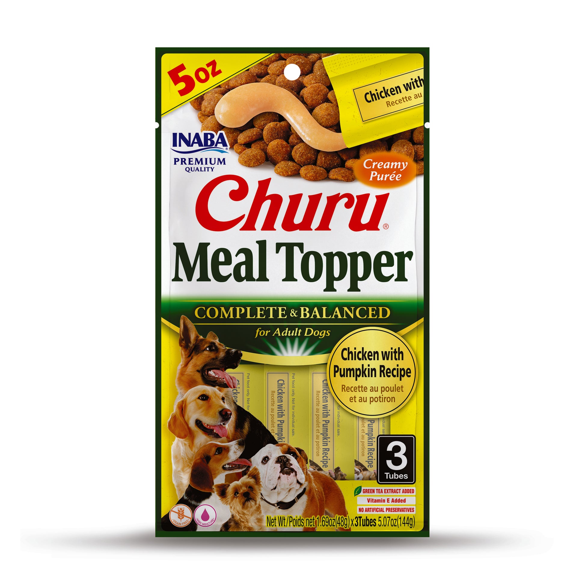 INABA Churu Meal Topper Dog Treat Chicken w/Pumpkin 6ea/5.07 oz, 3 pk 810100851279