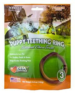 N-Bone Puppy Teething Ring Pumpkin Flavor 3 Pack {L+1} 575019 657546113024