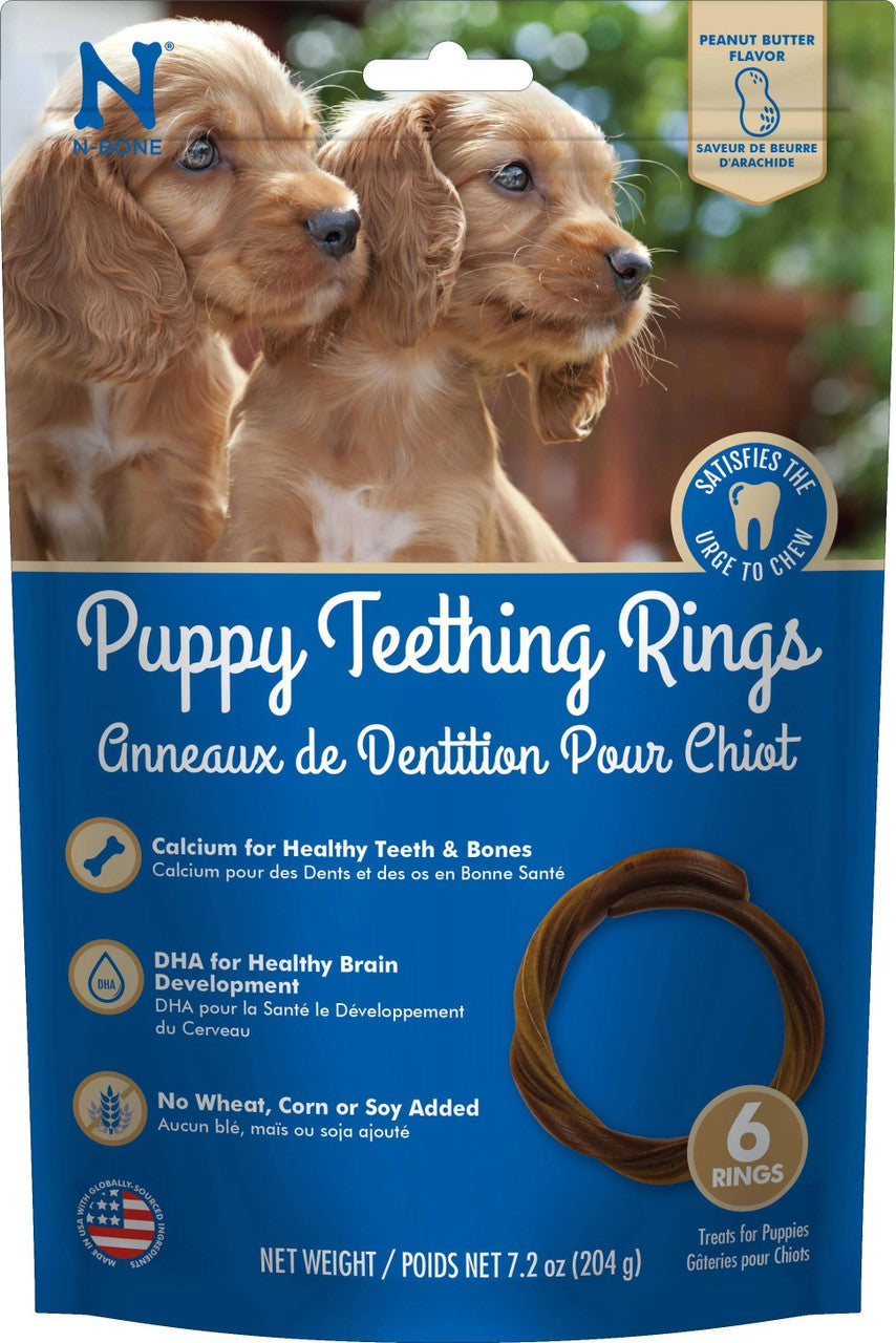 N-Bone Puppy Teething Rings Peanut Butter Flavor 6 pack 657546912290