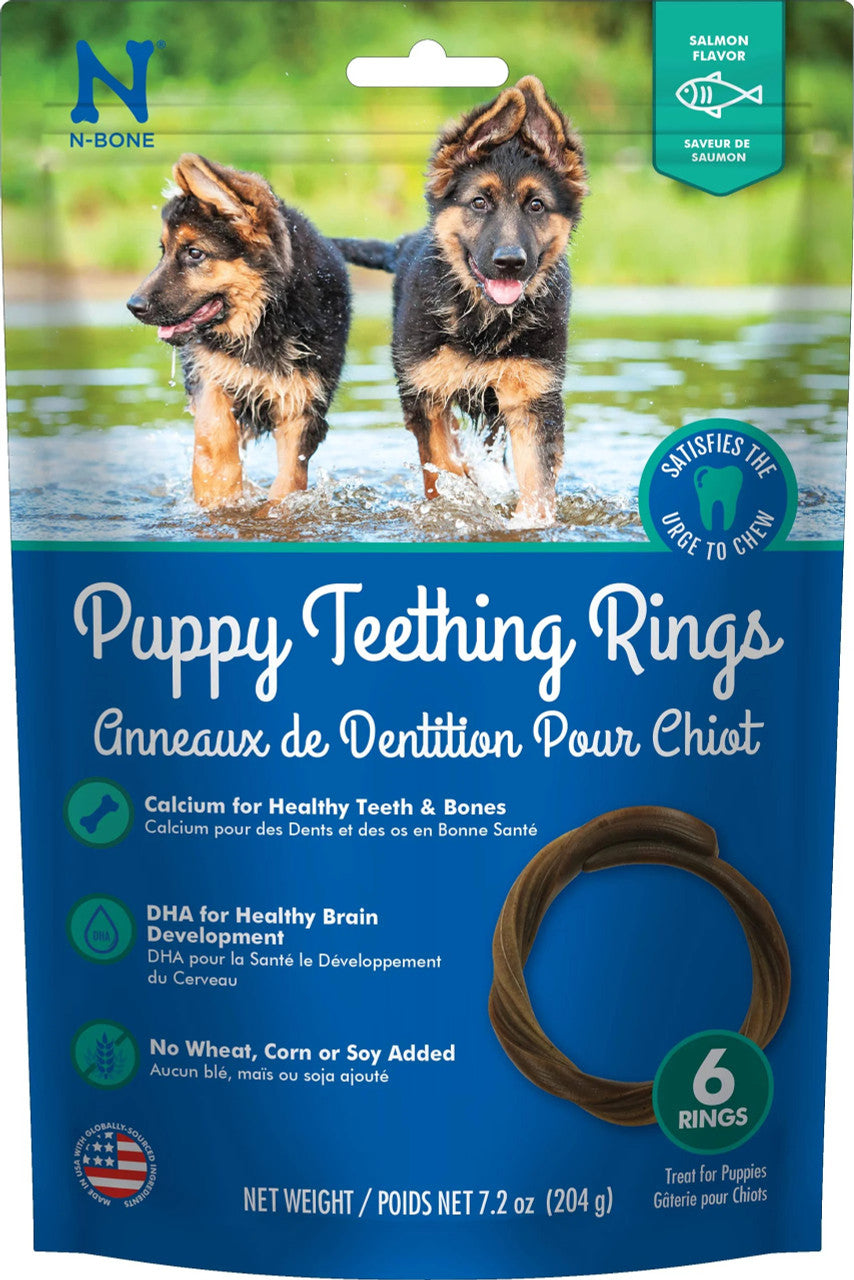 N-Bone Puppy Teething Rings Salmon Flavor 6 pack 657546912320