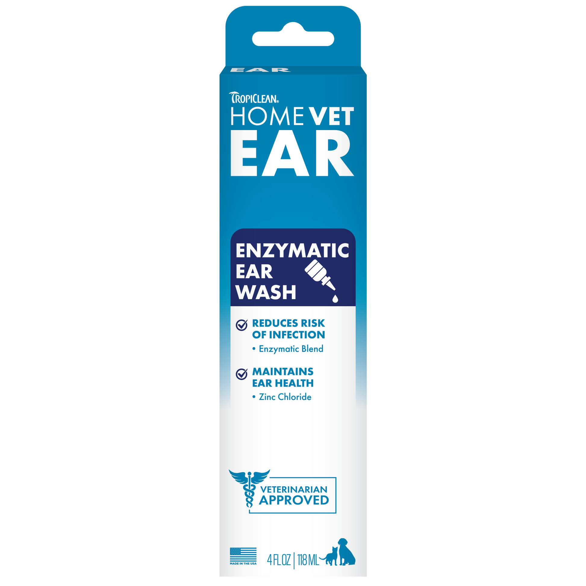 TropiClean HomeVet Enzymatic Ear Wash 4 oz 645095008816