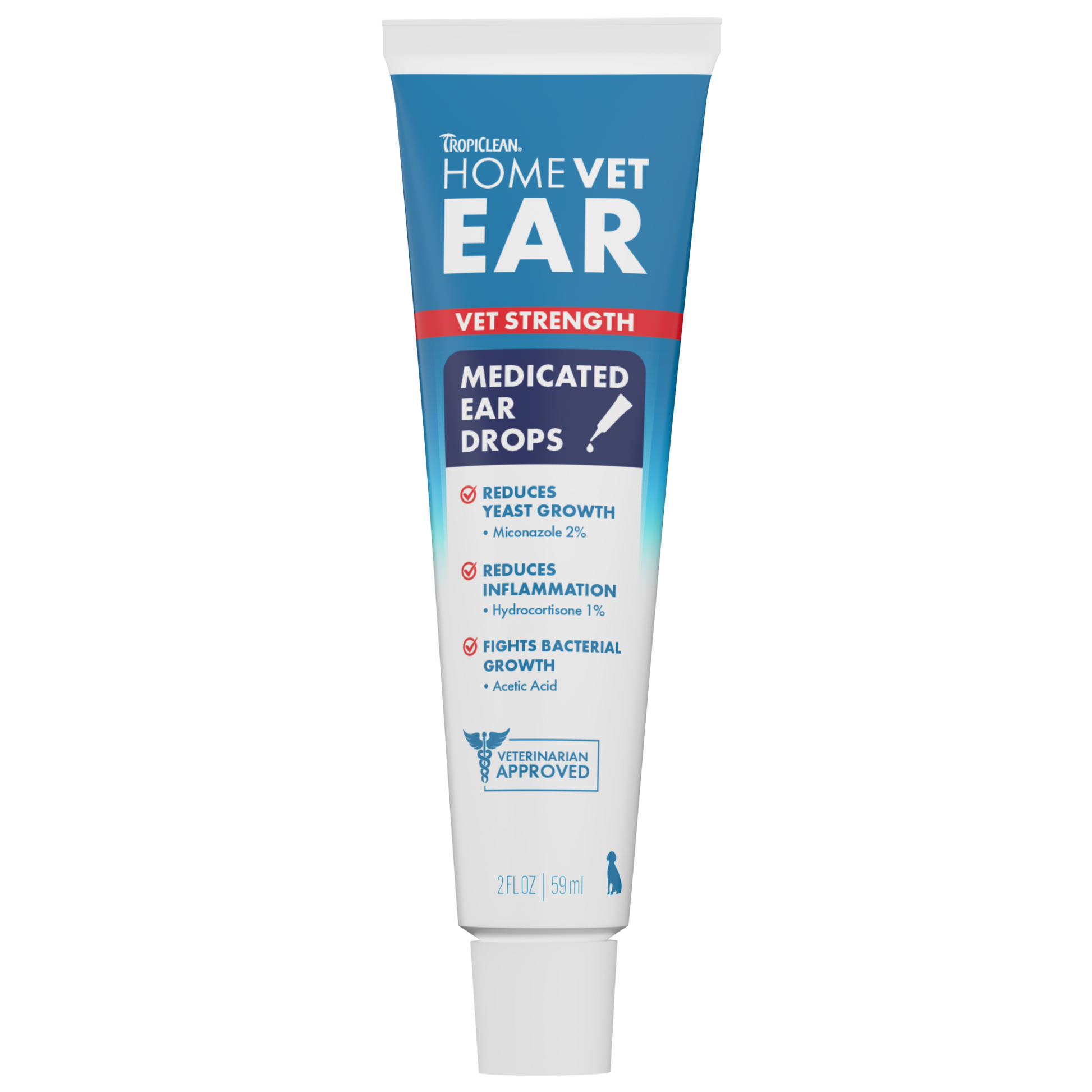 TropiClean HomeVet Ear Medicated Ear Drops 2 oz 645095008830