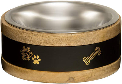 Loving Pets Black Label Wooden Ring Dog Bowl & Holder 1 qt 842982076815