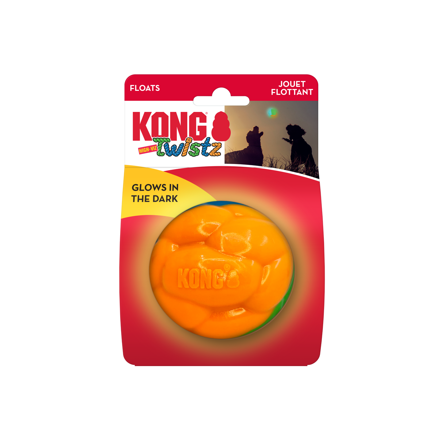 KONG Twistz High-Viz Ball Dog Toy Assorted Color Large 035585529271
