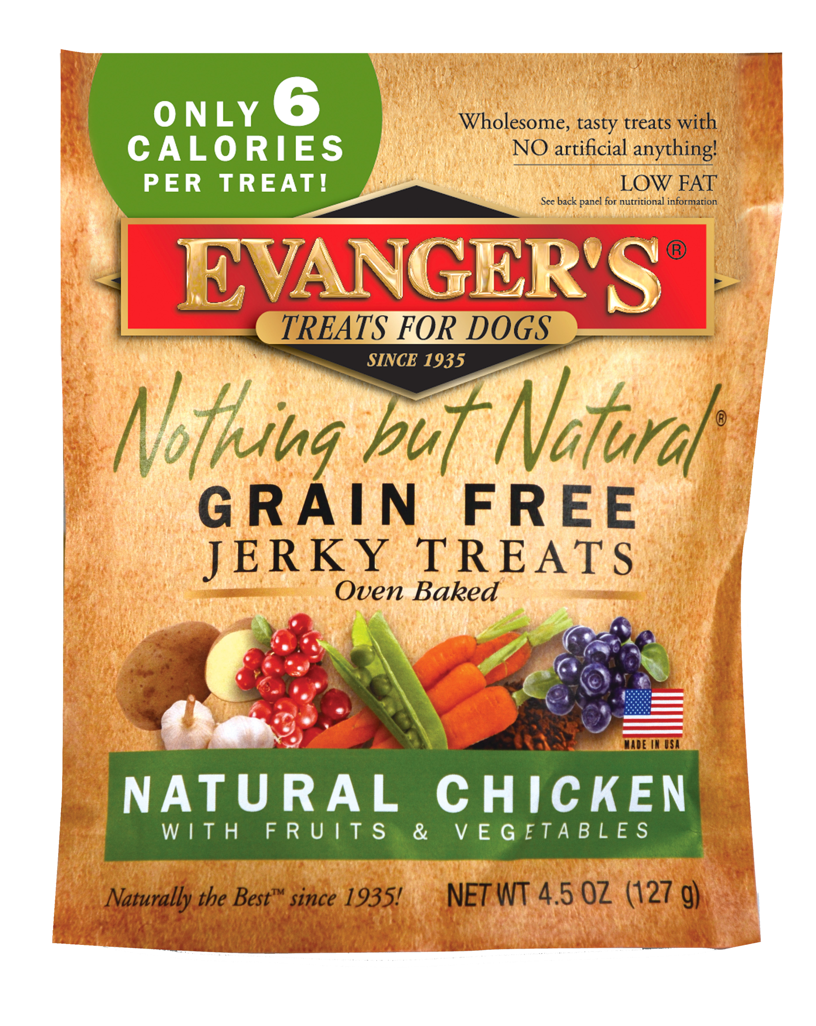 Evanger's Nothing But Natural Grain Free Jerky Dog Treats Chicken 4.5 oz 077627601033