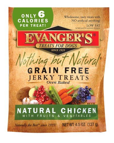 Evanger's Nothing But Natural Grain Free Jerky Dog Treats Chicken 4.5 oz 077627601033