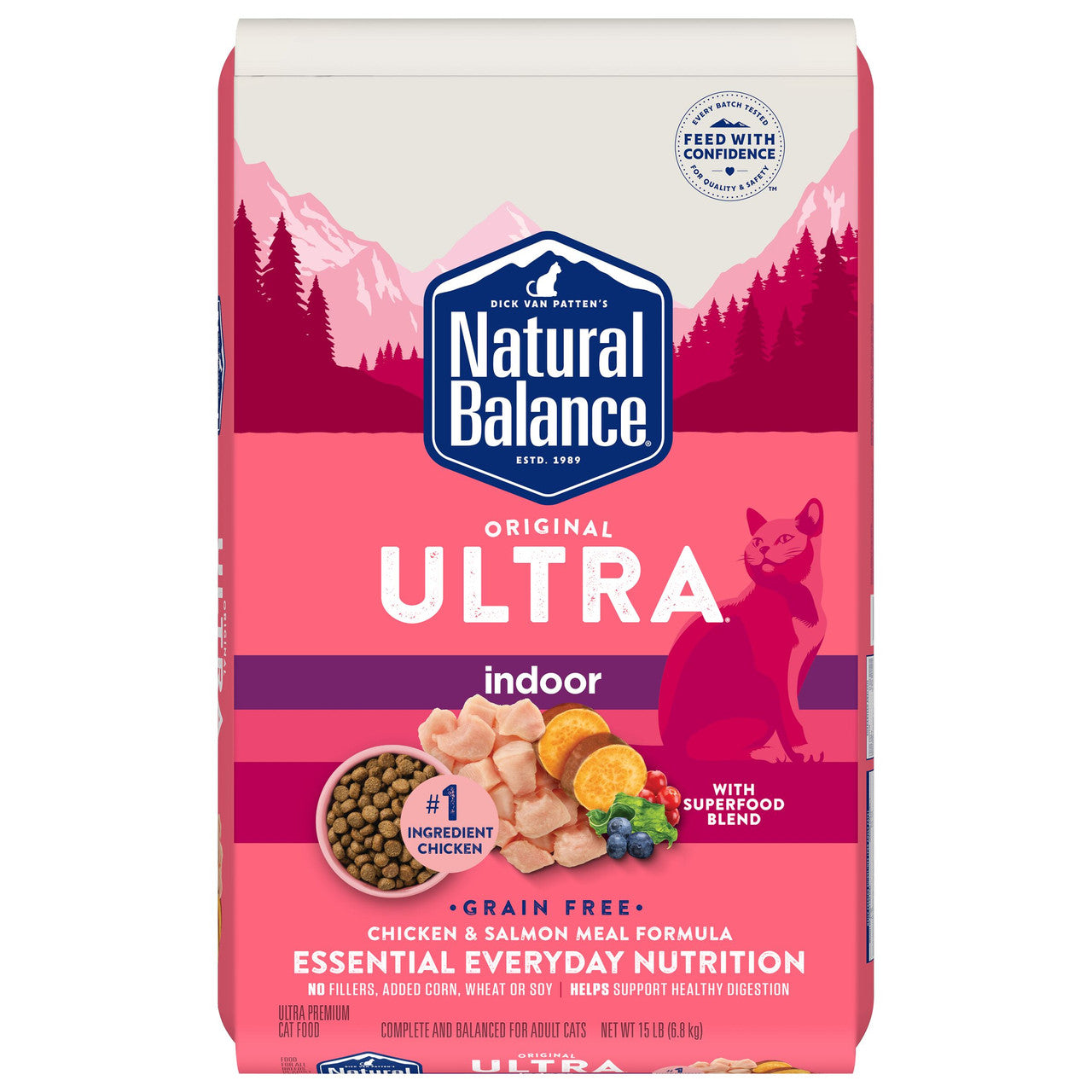 Natural Balance Pet Foods Original Ultra Grain Free Indoor Dry Cat Food Chicken & Salmon Meal 15lb