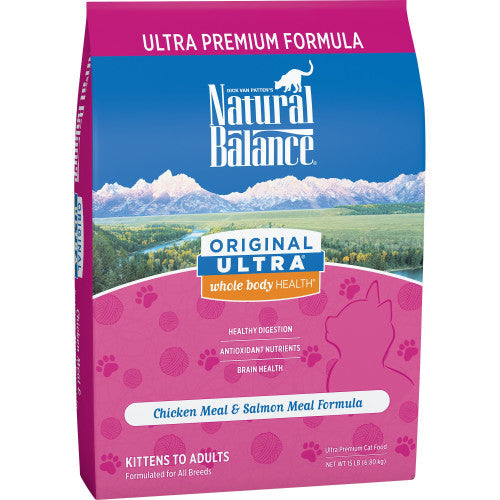 Natural Balance Pet Foods Original Ultra Premium Whole Body Health Dry Cat Food Chicken Meal & Salmon 15lb