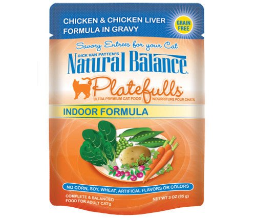 Natural Balance Pet Foods Platefulls Indoor Wet Cat Food Chicken & Liver 3oz 24pk