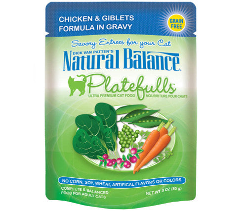 Natural Balance Pet Foods Platefulls Wet Cat Food Chicken & Giblets in Gravy 3oz 24pk