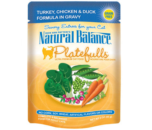 Natural Balance Pet Foods Platefulls Wet Cat Food Turkey Chicken & Duck in Gravy 3oz 24pk