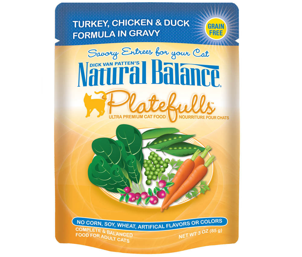 Natural Balance Pet Foods Platefulls Wet Cat Food Turkey, Chicken & Duck in Gravy 3oz 24pk