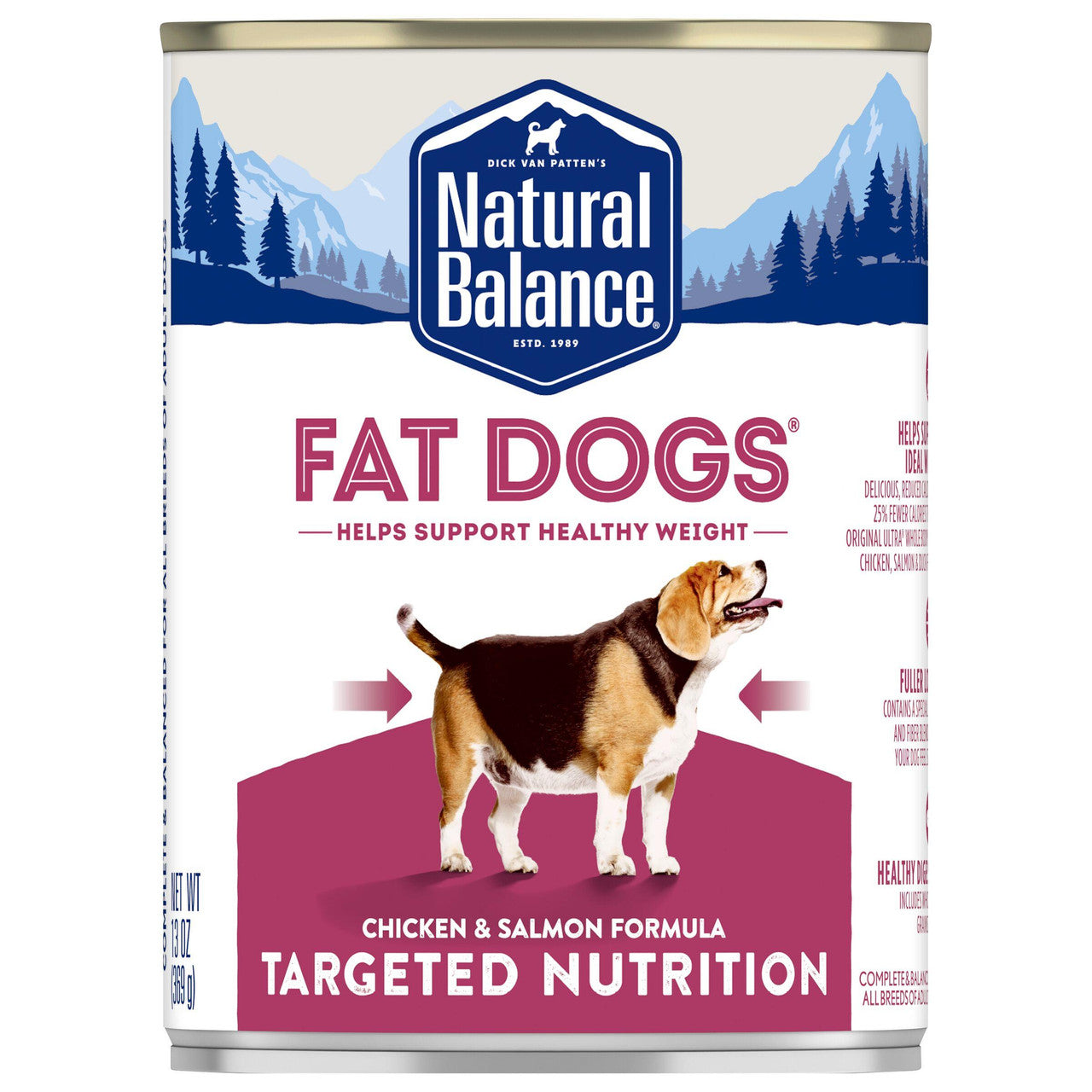 Natural Balance Pet Foods Targeted Nutrition Fat Dogs Chicken and Salmon Can Dog Food 12ea/13 oz 723633763738