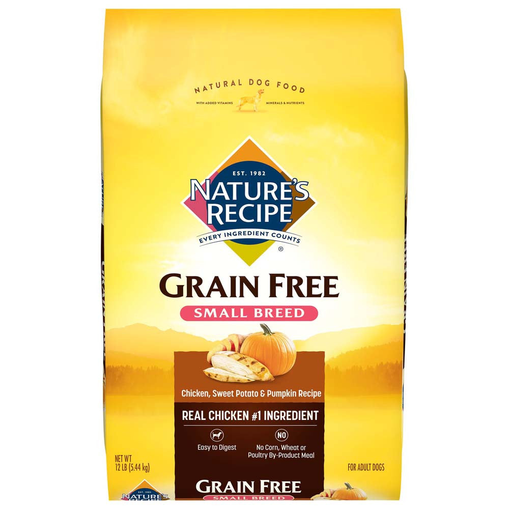 Nature's Recipe Easy to Digest Grain Free Small Breed Dry Dog Food Chicken, Sweet Potato & Pumpkin 4lb